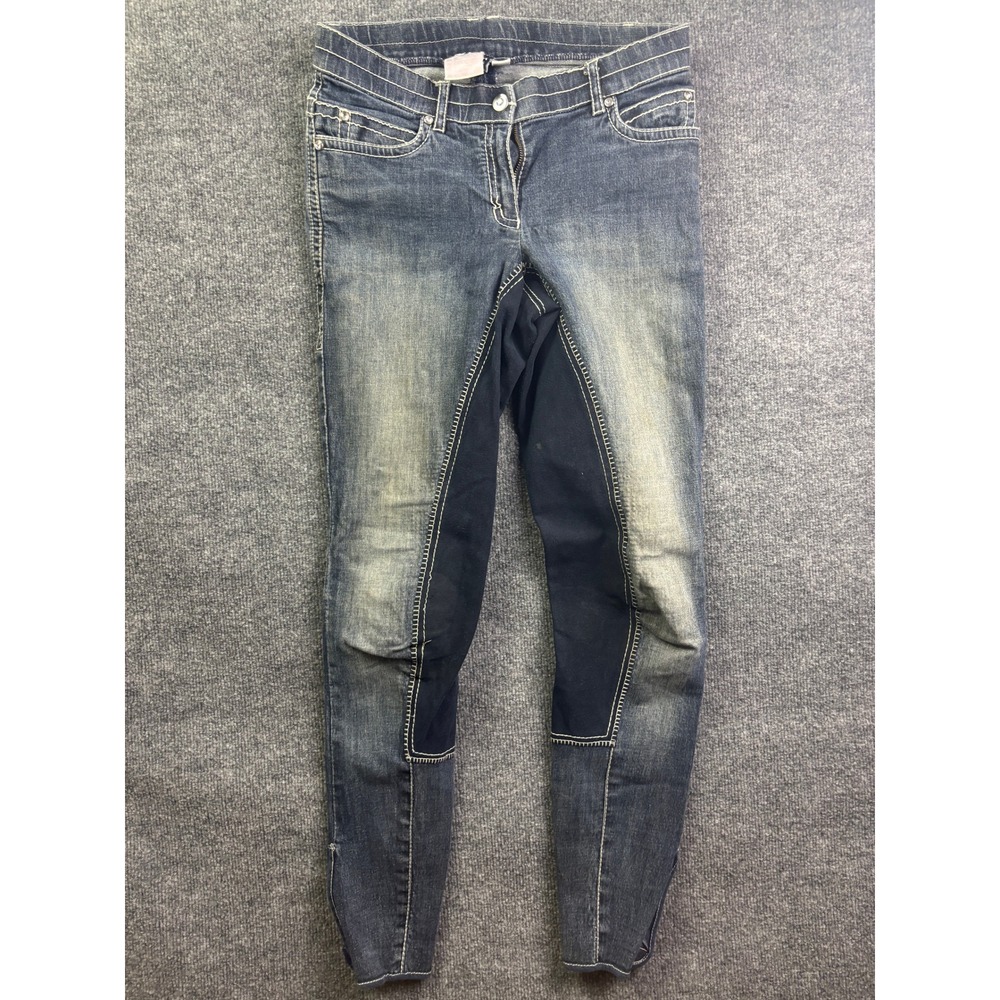 HKM Riding Breeches Women Size 30 Denim Full Seat Equestrian Schooling Pants